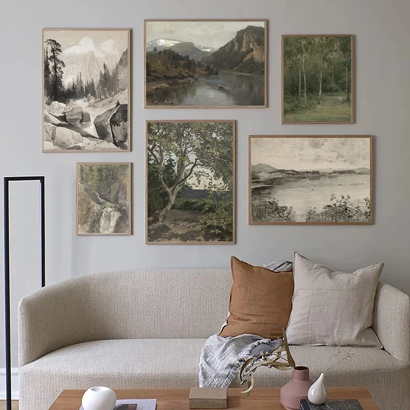 Пейзаж на холсте настенная живопись в деревенском стиле постер с нейтральным