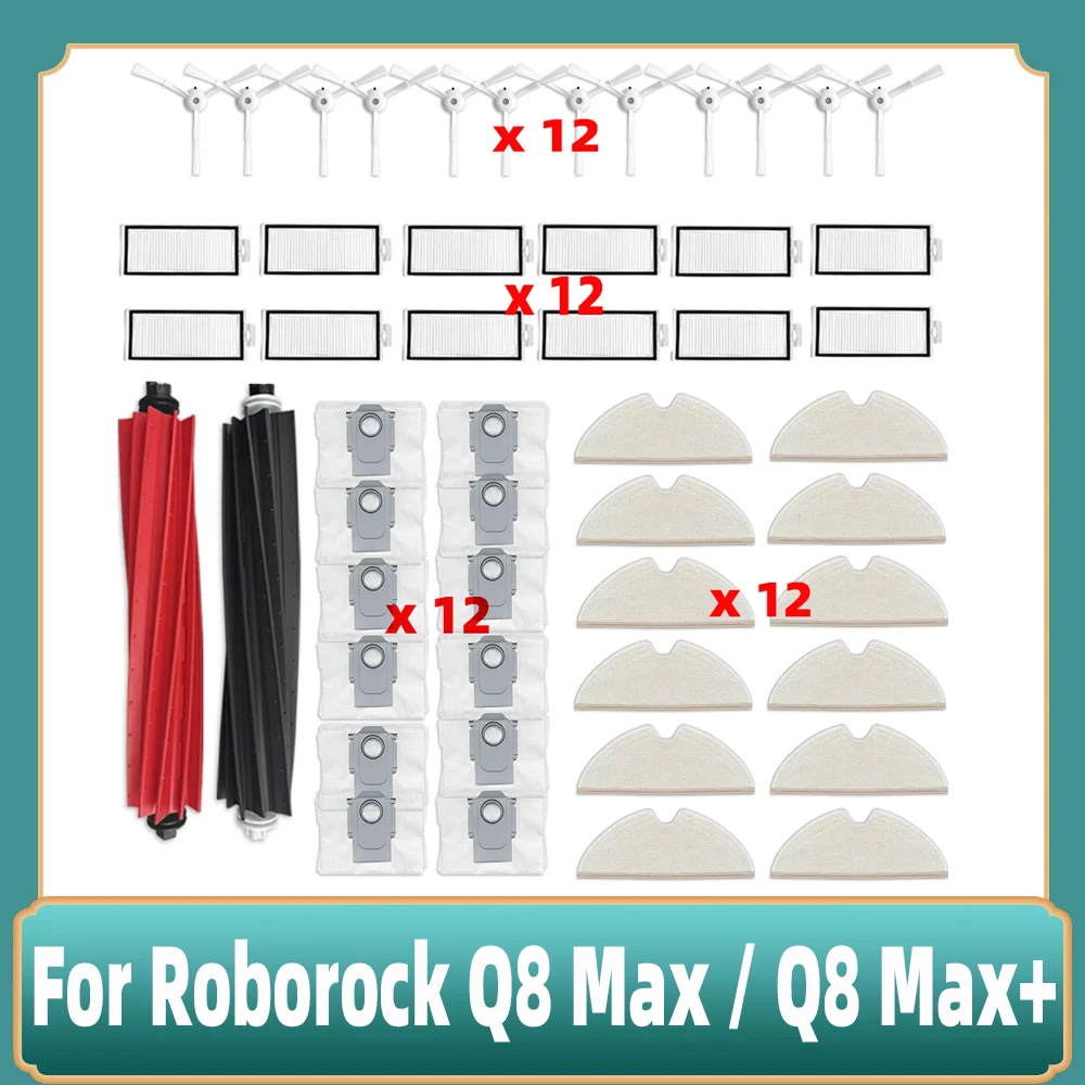 

For Roborock Q8 Max / Q8 Max+ Robot Vacuum Cleaner Main Side Brush HEPA Filter Mop Cloths Rags Dust Bag Accessories Spare Parts