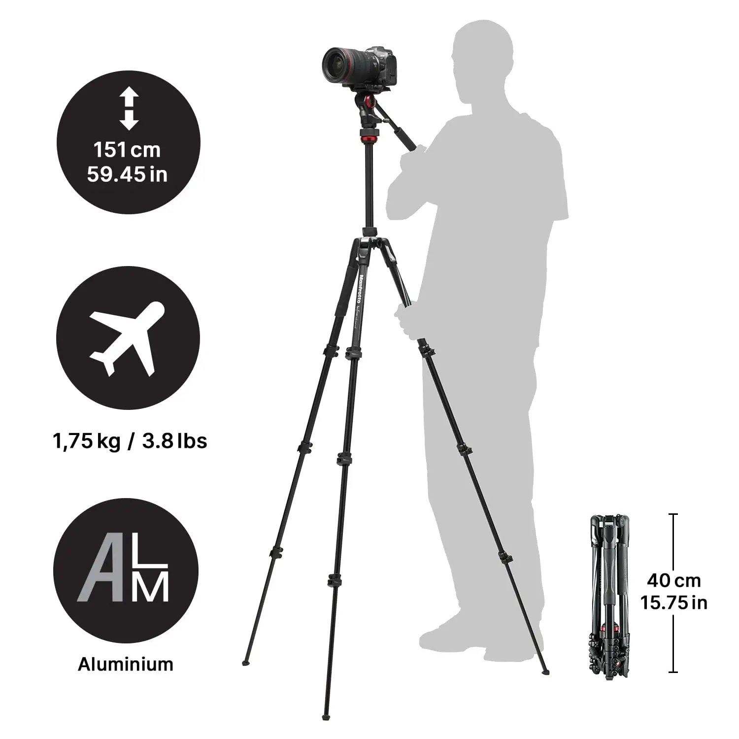 Комплект видеоголовок Vitec Imaging Manfrotto befree live с алюминиевым штативом L беззеркальная
