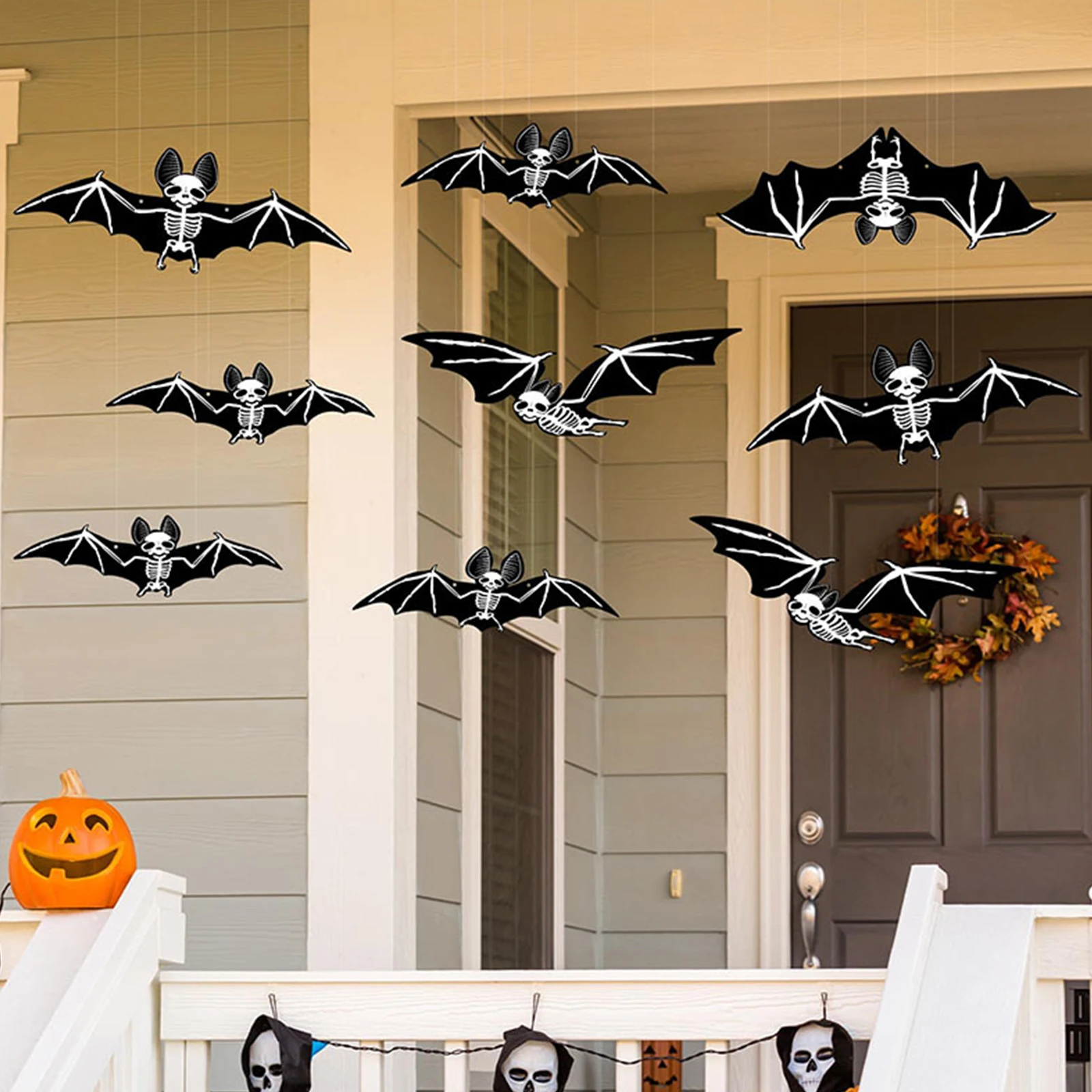 Декор двора для вечеринки в честь Хэллоуина - 12шт светящихся скелетов летучих