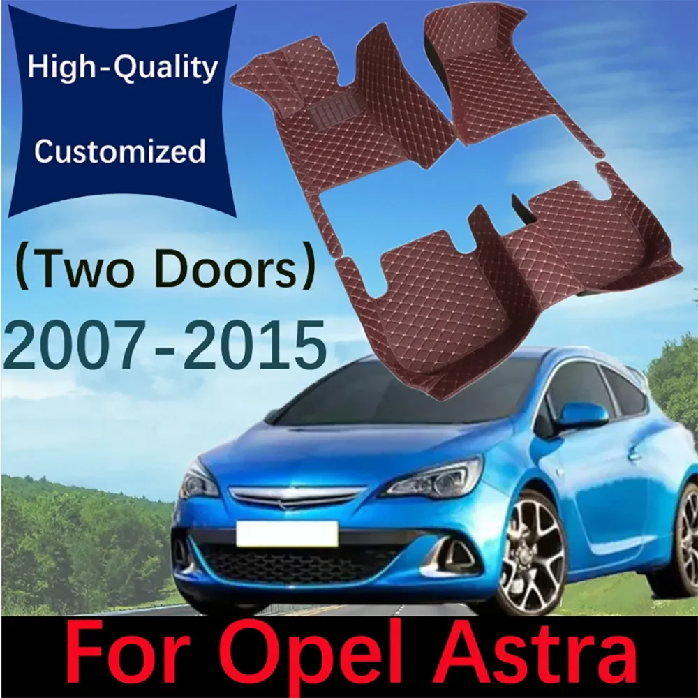 Custom Leather Car Floor Mats For Opel Astra Hatchback Two Doors 2007-2015 Automobile Carpet Rugs Foot Pads Accessories