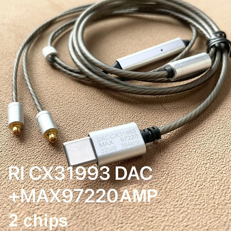 Кабель MMCX серебристый 32 бит CX3 1993 и MAX97220 Type-c для наушников Shure SE215 SE535 UE846 SE315