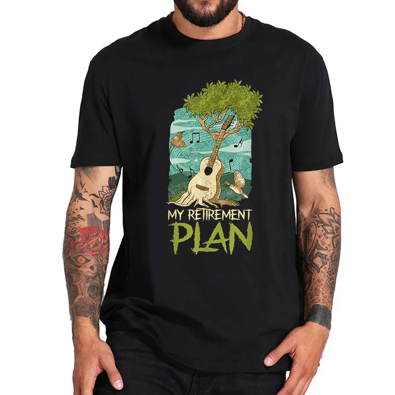 

My Retirement Plan Guitarist T Shirt Retro Retired Guitar Lovers Gift Tee Tops Summer Casual 100% Cotton Unisex EU Size T-shirts