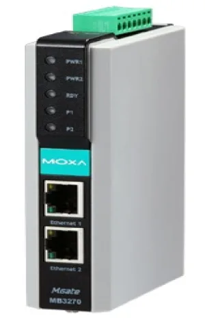 2-портовый преобразователь Modbus RTU/ASCII (2 x RS-232/422/485) в TCP Ethernet 1 IP-адрес) монтаж на