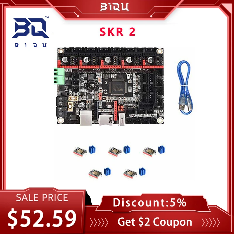 

32-битная плата BIGTREETECH SKR 2, обновленная материнская плата BTT SKR V1.4 Turbo для 3D принтера, детали, материнская плата TMC2209 TMC2208 для CR10 Ender 3 V2.0