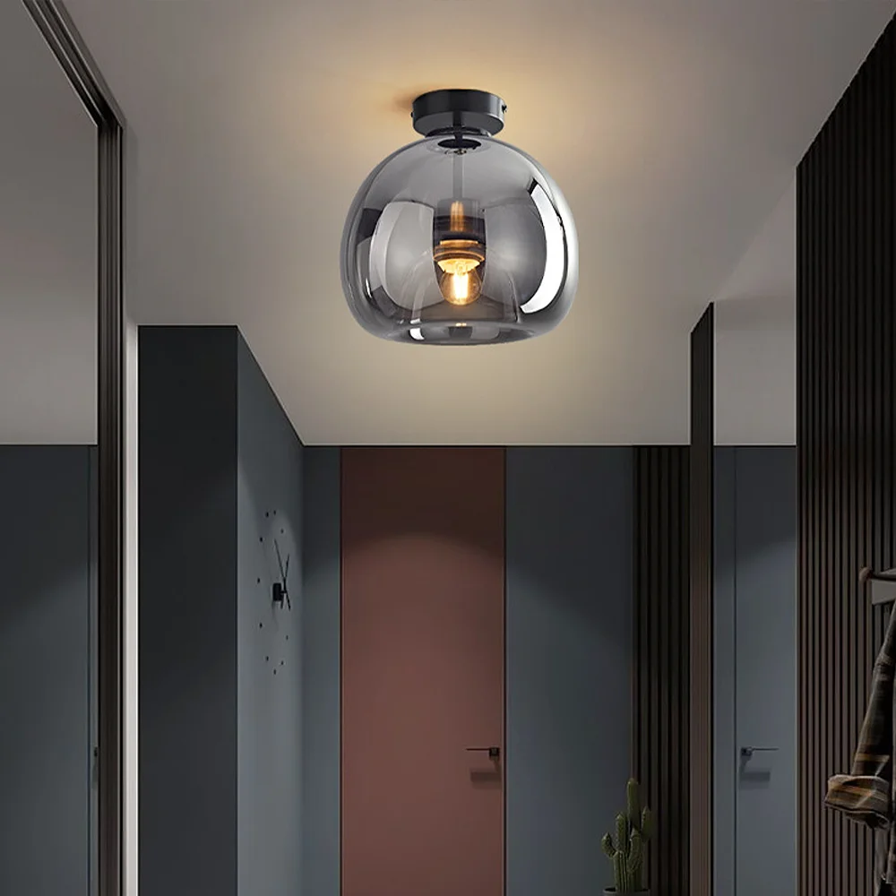 Современный потолочный светильник в скандинавском стиле из коньячного стекла