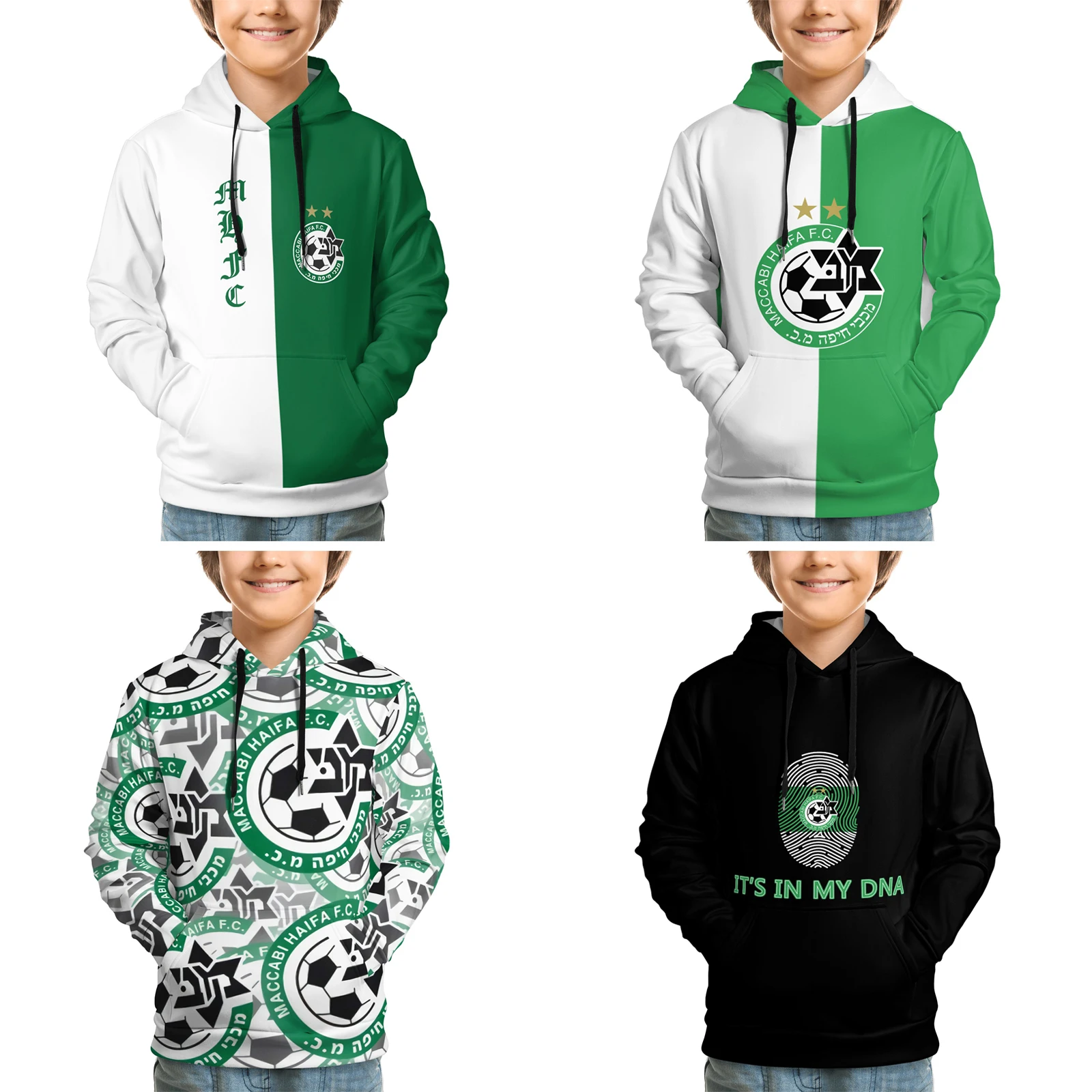 

Israel Maccabi Haifa Kids Pullover Hoodie Hooded Youth Sweatshirt Soft Pullover Fleece Warm Fuzzy Casual Clothes on Hoody