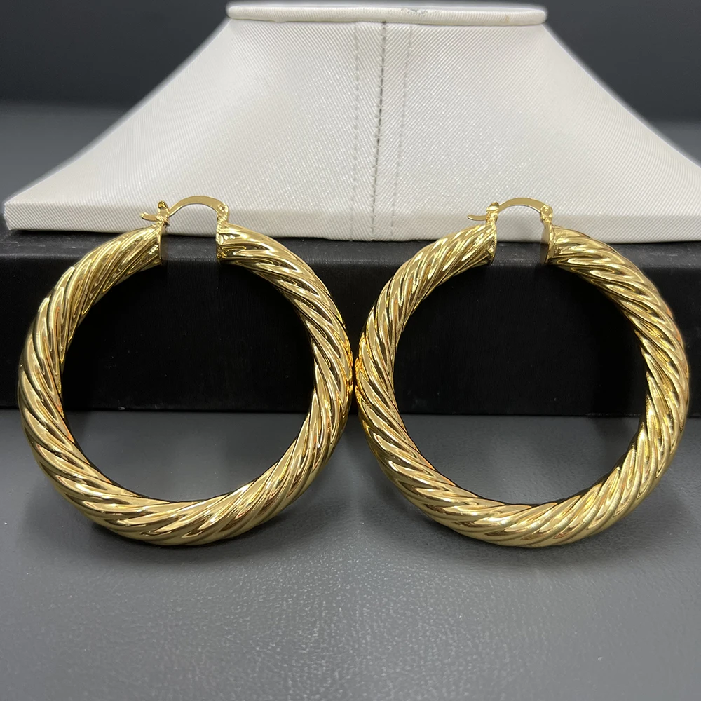 

French Fashion Earring Large Hoop Unique Copper Big Round Hoop Earrings Accesories African For Women Girls Earrings