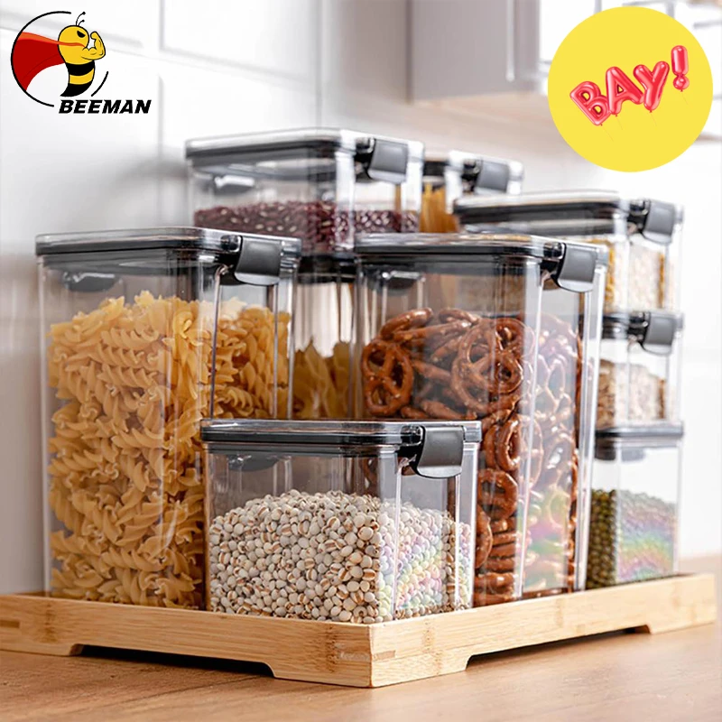 

BEEMAN пищевой контейнер, пластиковый кухонный холодильник, коробка для лапши, многозернистый контейнер для хранения, прозрачные Герметичные ...