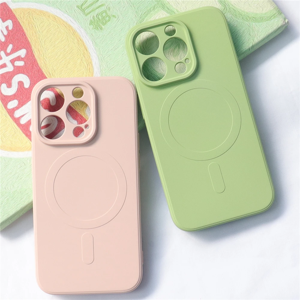 

Liquid Silicone Case for iPhone 12 13 mini 11 14 Pro Xs Max XR 7 8 Plus Shockproof Magnetic Cover with Microfiber Lining