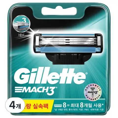 Лезвия для бритвы Gillette Mach3 Original, 8 упаковок