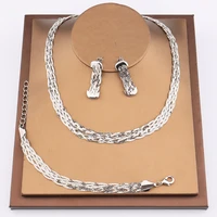 dubai luxury jewelry sets for women bracelet interwoven braided shape clavicle necklace simple pierced exquisite earrings gifts