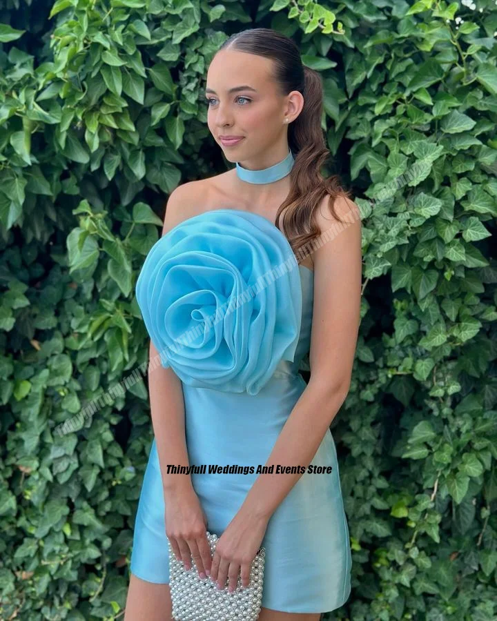 Тонкие Атласные/из органзы короткие женские платья с 3D цветами для дня рождения