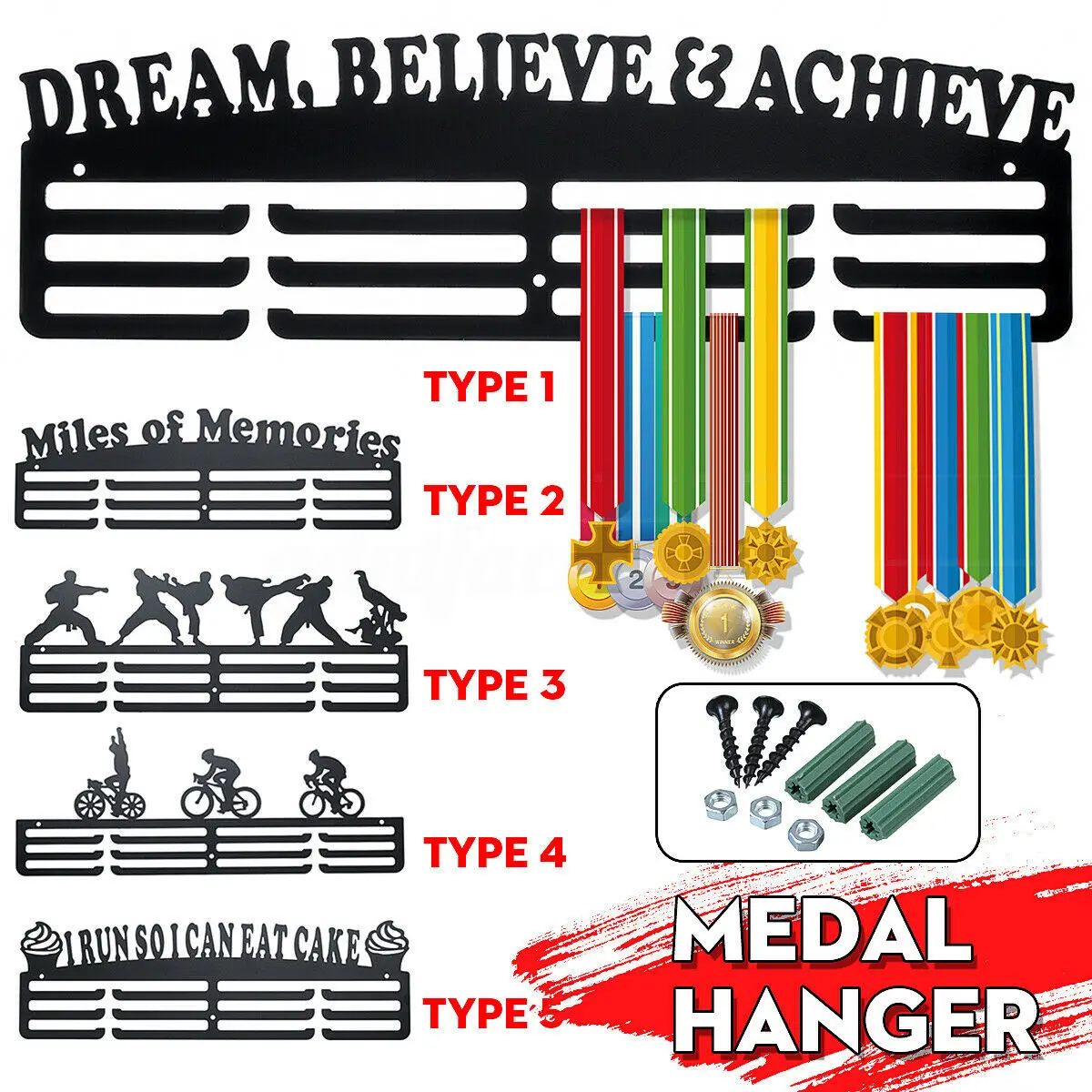 

17 Style Acrylic Medal Hanging Soccer Rugby Medal Holder Rack Hanger Bracket Office Decor Iron Triathlon Running Sport Challenge