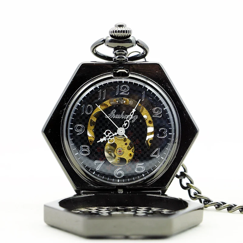 Hollow Arabic Numerals Mechanical Pocket Watch Antique Mouse Engraved Steampunk Necklace Fob Unisex Mens Vintage Pendent Watch