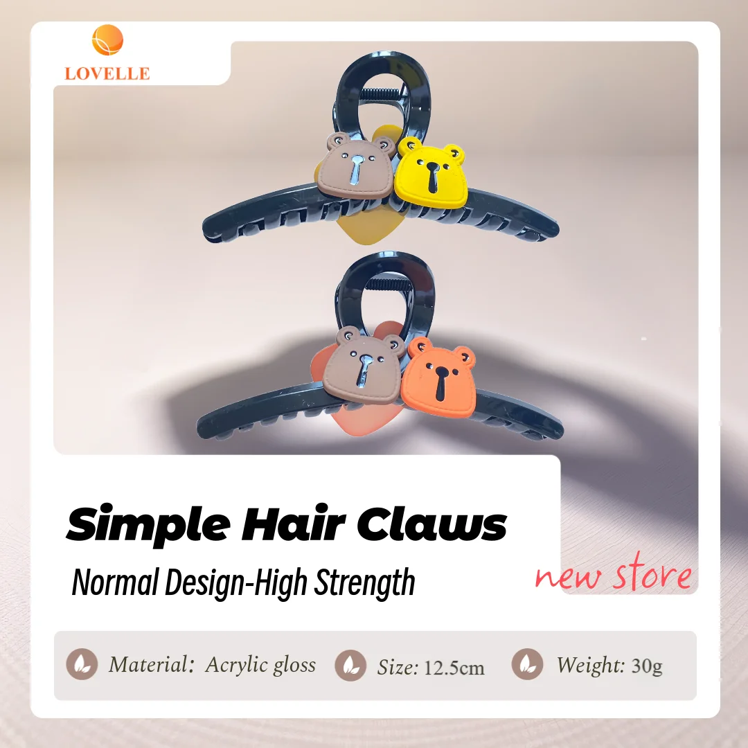 Черная Заколка Для Волос LOVELLE Девочек Пластиковая 12 5 См С Дизайном Медведя