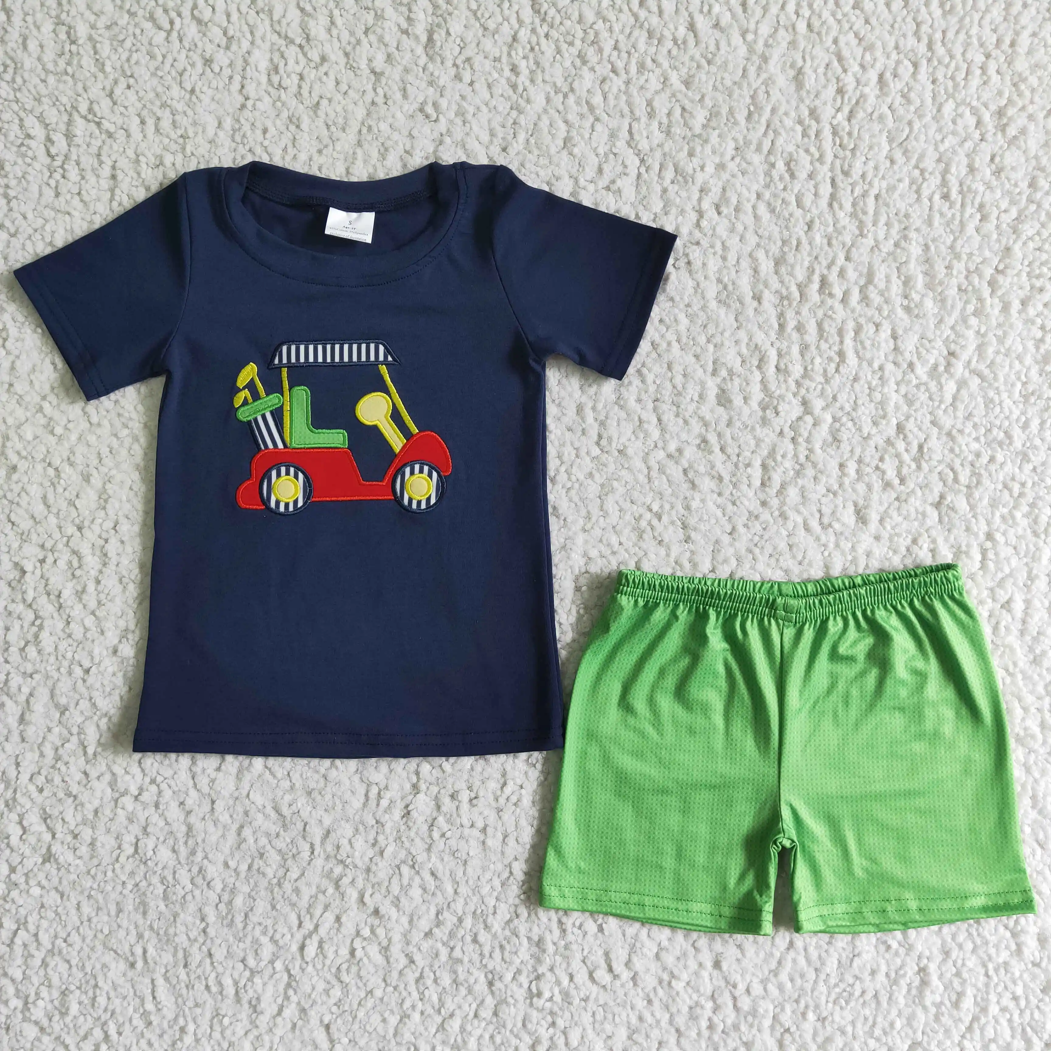 

Baby Boys Embroidery Golf Outfits Toddlers Boutique Clothes Green Shorts Kids Clothing Children Wholesale Summer Fashion Sets