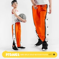 basketball trousers for kids boys girls full opening button down side split snap button quick dry training sports pants children