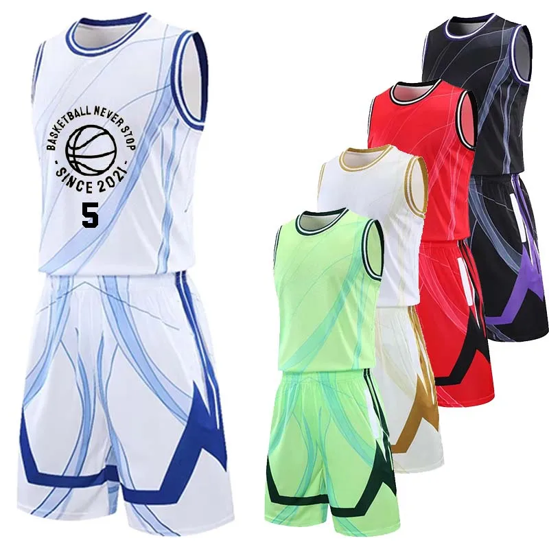 

Men/Kids Basketball Match Training Jersey Set Shooting Sleeveless Shirt Shorts Polyester Breathable Quick-dry New Season Clothin
