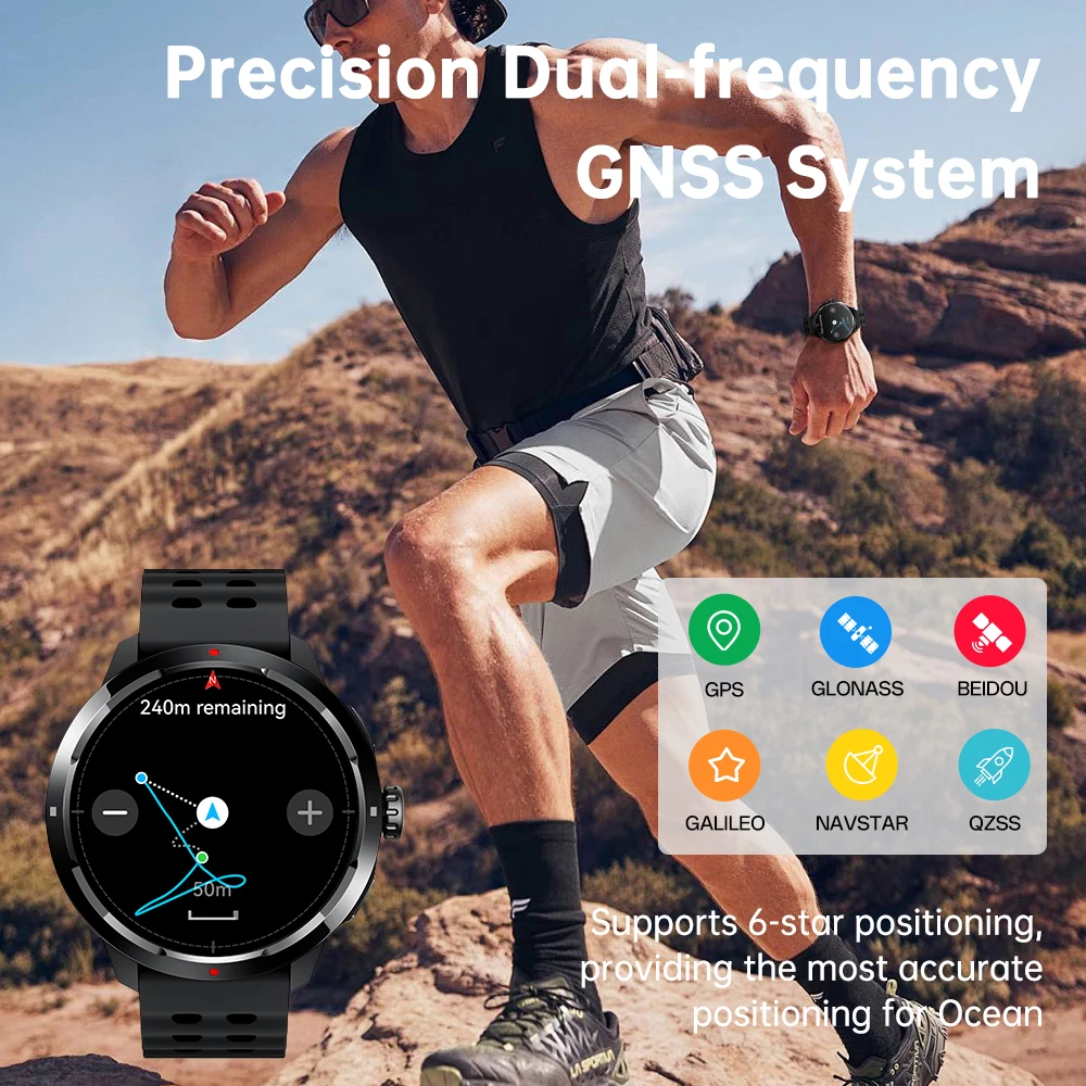 Фото Умные часы Aolon Ocean 5ATM с GPS, двухчастотным модулем, военным уровнем защиты, AMOLED-дисплеем, встроенным ИИ (ChatGPT) и фитнес-трекером для плавания и активного отдыха №2