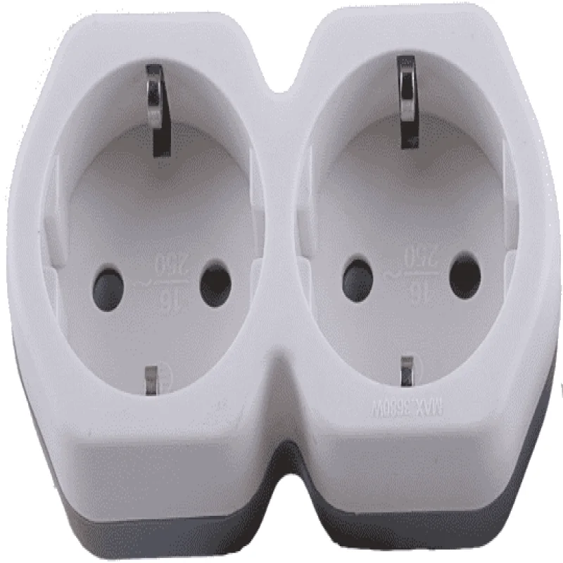 Сетевой разветвитель STEKKER ADP16-12-20 на 2 выхода с заземлением 250V,16A,ABS огнеустойчивый пласт