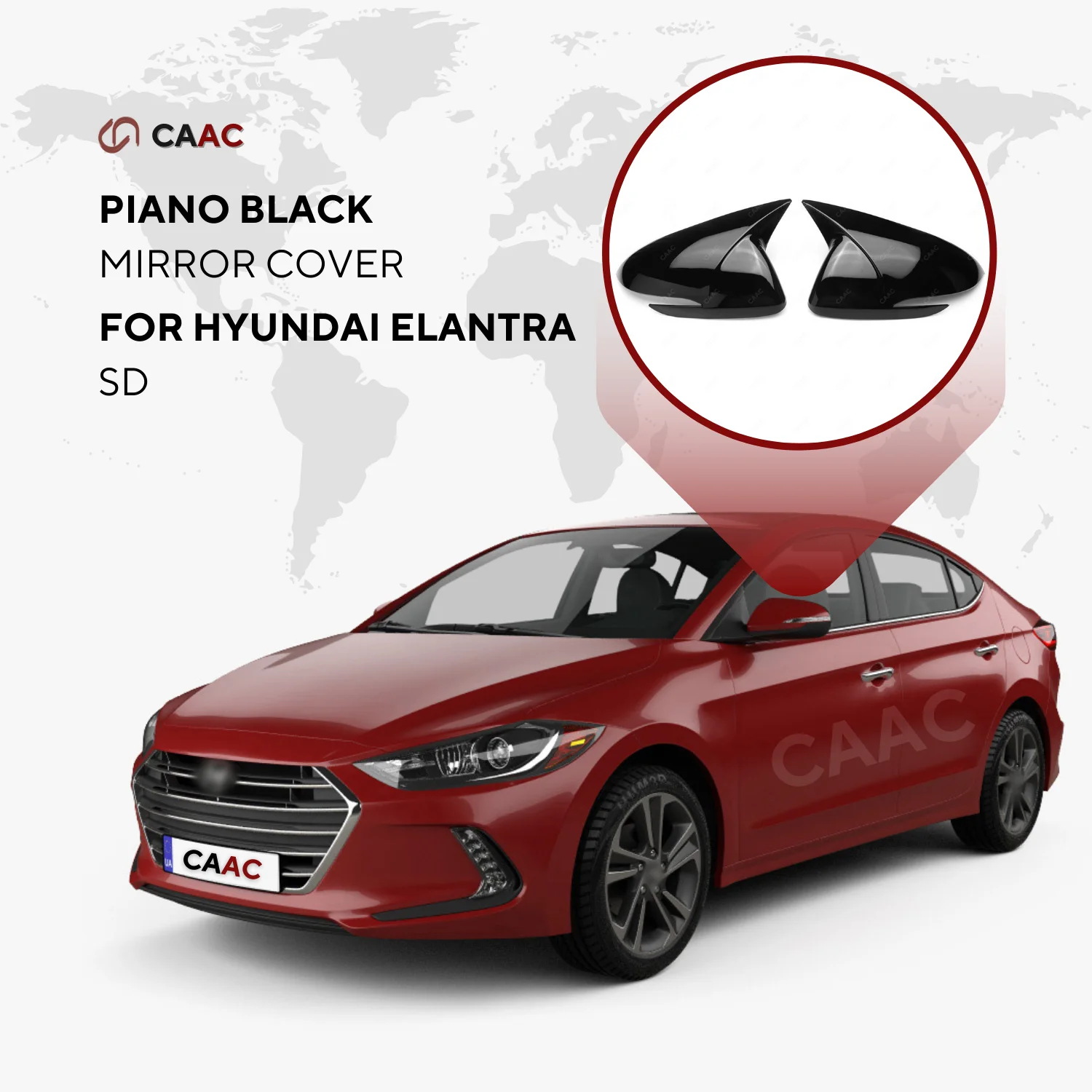 

For Hyundai Elantra SD 2016-2020 Piano Black Side Mirror Cover 2 Pcs Modified Design New Season Batman Bat Car Accessory