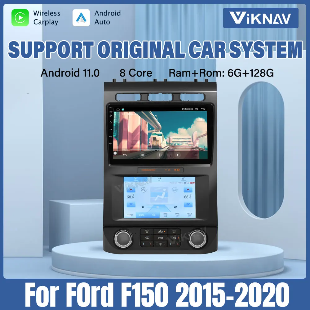 

128G Multimedia Player For Ford F150 2015-2019 Android 10 Car Radio With AC Panel GPS Navigation Climate Control Touch Screen