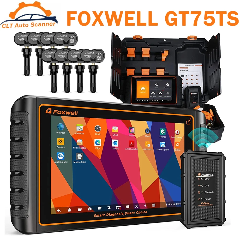 

2023 Foxwell GT75TS OBD2 Automotive Scanner ECU Coding TPMS Service 31 Reset Bidirectional OE-level OBDII Car Diagnostic Scanner