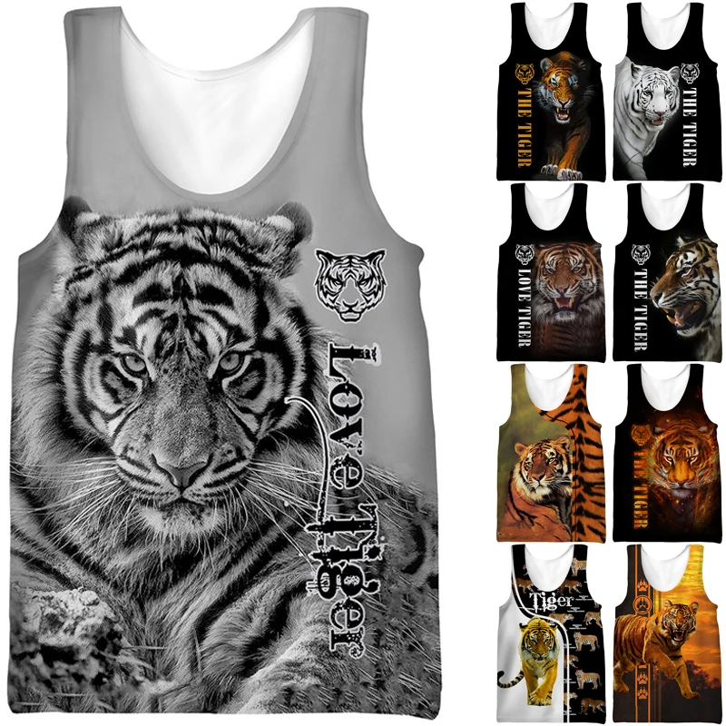 

Cool Animal Tiger 3D Print Men's Tank Top Harajuku Fashion Sleeveless T-Shirt Summer Fashion Streetwear Unisex Fitness Slim Vest