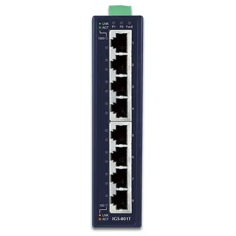 промышленный гигабитный Ethernet-коммутатор широкого спектра действия []IGS-801T 8-портовый 10/100/1000 Мбит/с (с температурой)
