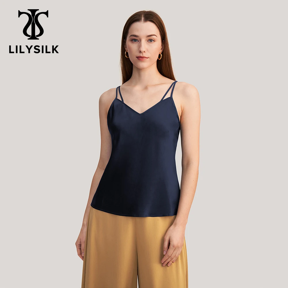 

LILYSILK Double Strap Silk Camisoles 2022 New Femme 22 Momme V Neck Sleeveless Tank Top Ladies Casual Clothing Free Shipping