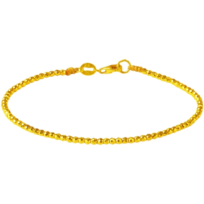 

New Pure 24K Yellow Gold Bracelet Classic Women 999 Gold Beads Bracelet
