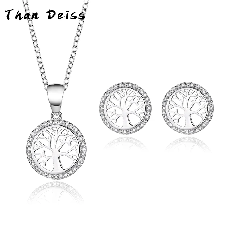 Купи European And American Peace Tree Vintage Tree Of Life Pendant Earrings S925 Sterling Silver Two-piece Set Of Necklace Female за 525 рублей в магазине AliExpress