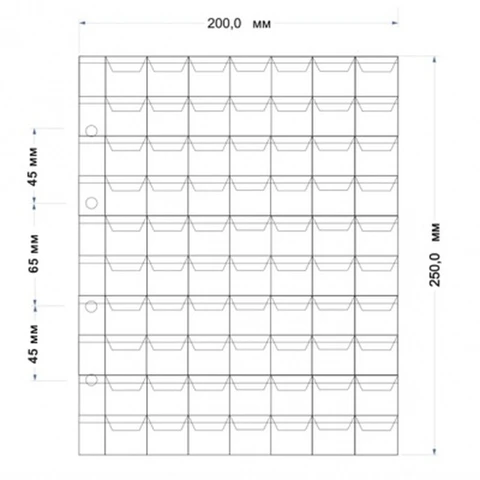 Лист холдеров размер листа 250 x 200 стандарт ОПТИМА для 12 штук арт. 20-5819