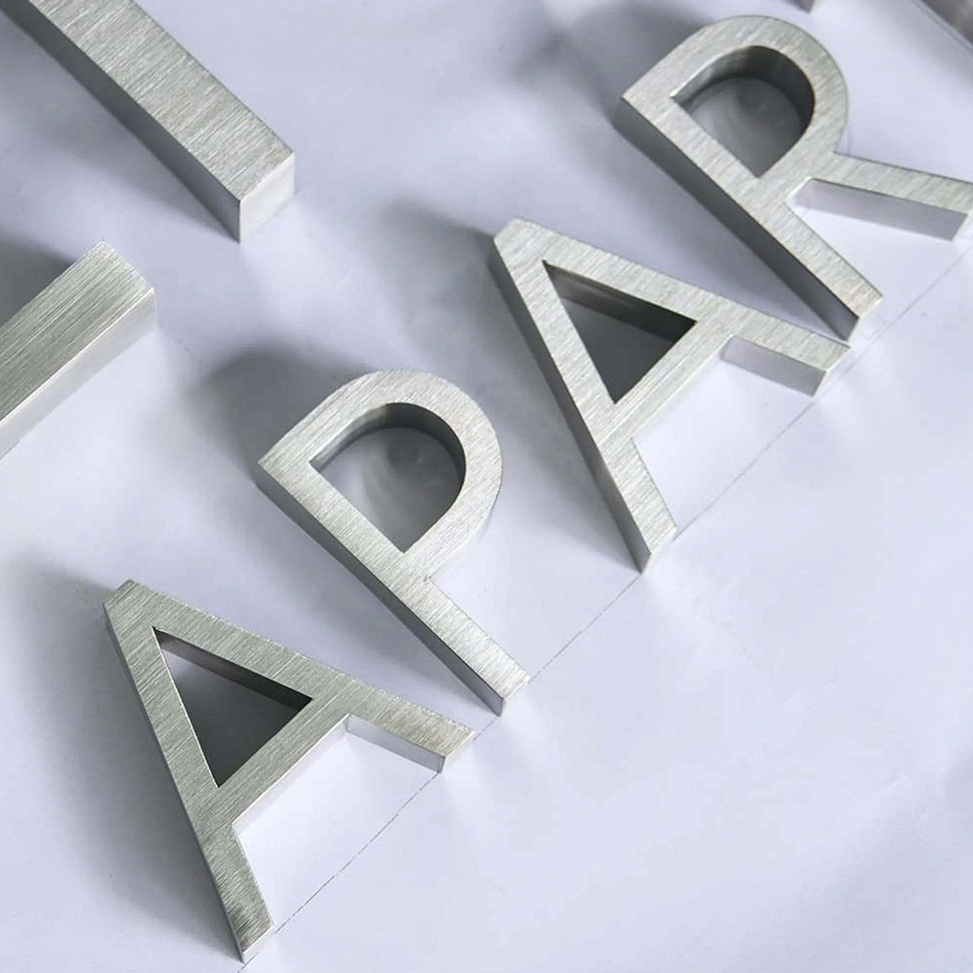 Brushed stainless steel 3D channel letter