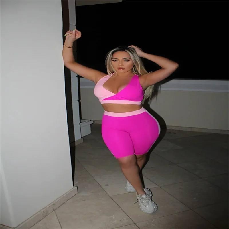 

Женский жилет оптом шорты Йога бег фитнес сексуальный контрастный цвет костюм 2 штуки тренажерный зал фитнес набор