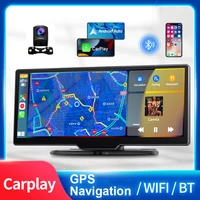 10 26 inch 2 5k carplay car dvr dual lens dashboard front 1440p and rear 1080p video recorder gps navigation with wifi bt fm