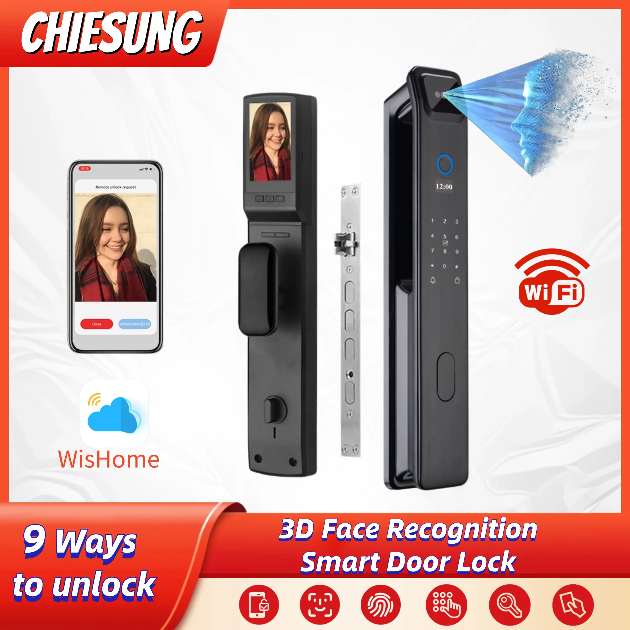 Умный дверной замок 3D распознавание лиц камера безопасности монитор цифровой