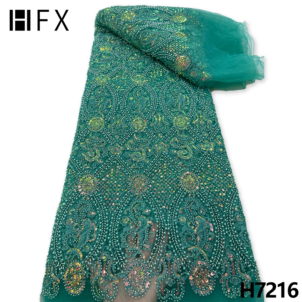Роскошная фотокружевная ткань HFX ручной работы с бусинами вышивкой и блестками
