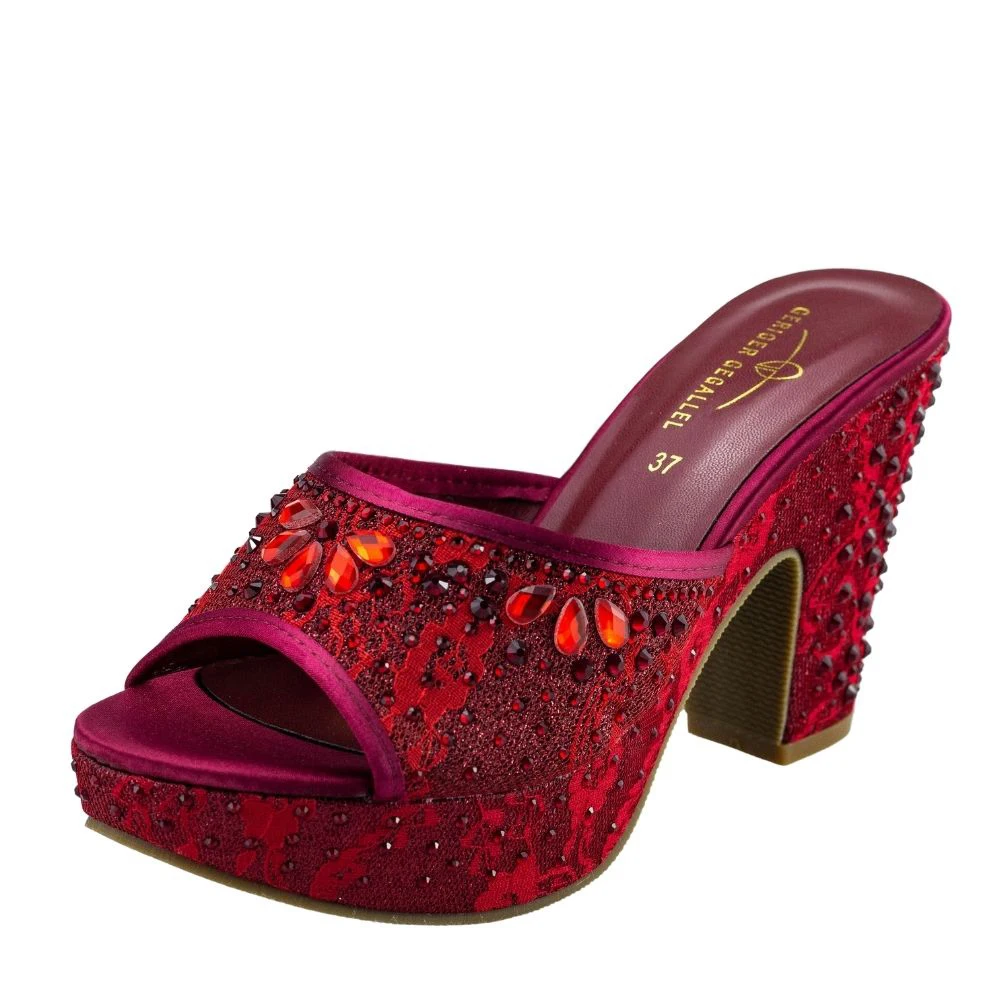 Golden Sandals 2022 Summer Floral Starry Women's Pumps Shoe Parti Heels Plus Size 41 42 Wedding Dressy Mules Chunky Sandals Lady