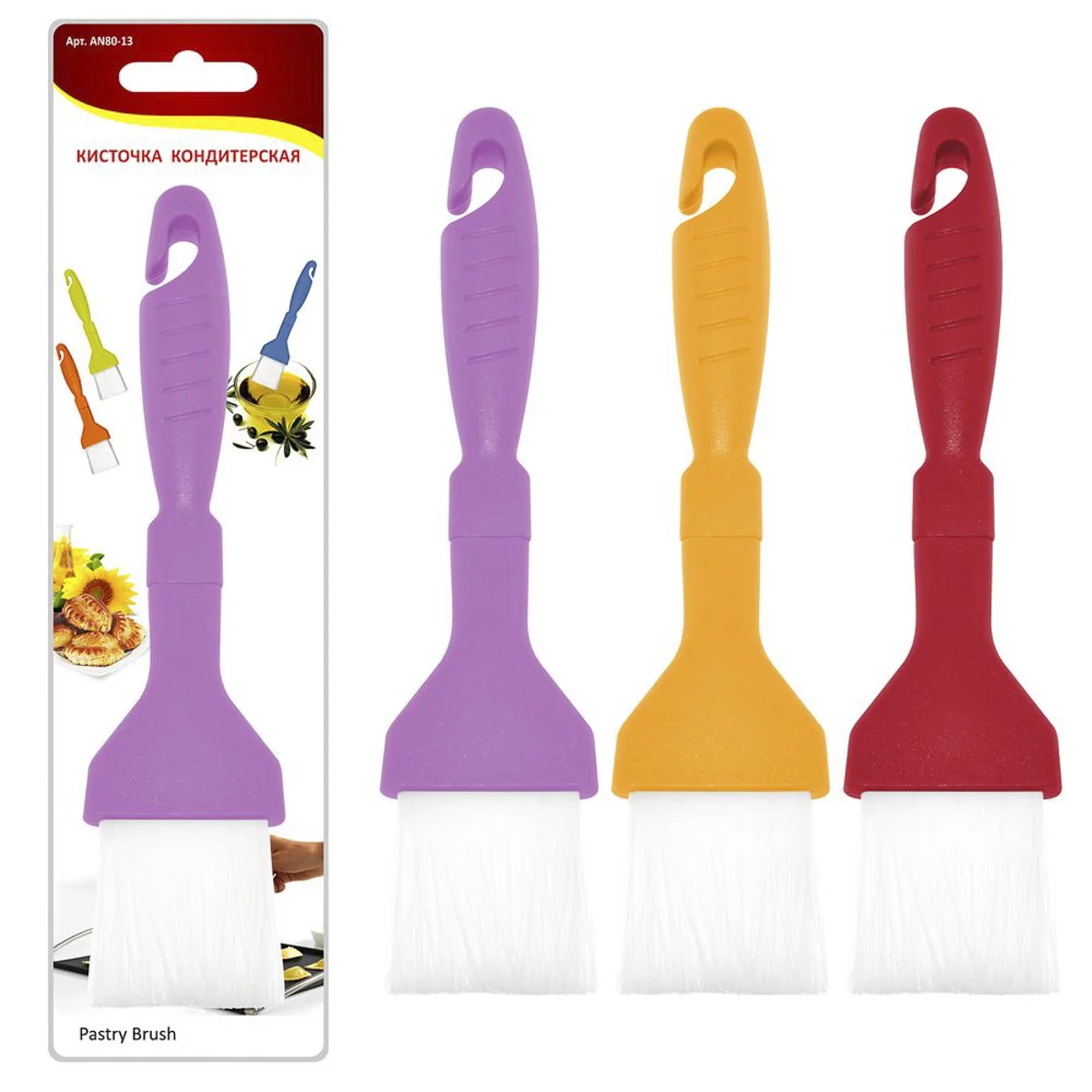 КИСТЬ КУЛИНАРНАЯ ЩЕТИНА СИНТЕТИЧ. РУЧКА ПЛАСТМ. &quotМУЛЬТИДОМ&quot AN80-13 (цена за 12шт.)