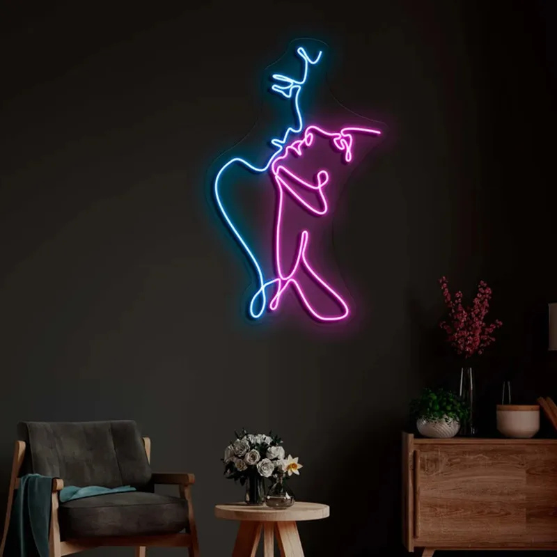 Art Led Neon Sign Romantic Moment Custom Neon Sign Bedroom Wall Decoration Neon Bedroom Sign Led Neon Wall Decor Couple Sign