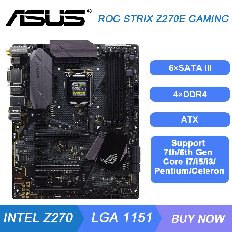 

LGA 1151 Motherboard ASUS ROG STRIX Z270E GAMING Motherboard 1151 DDR4 Intel Z270 64GB PCI-E 3.0 USB3.1 DVI ATX For Core i3-6300