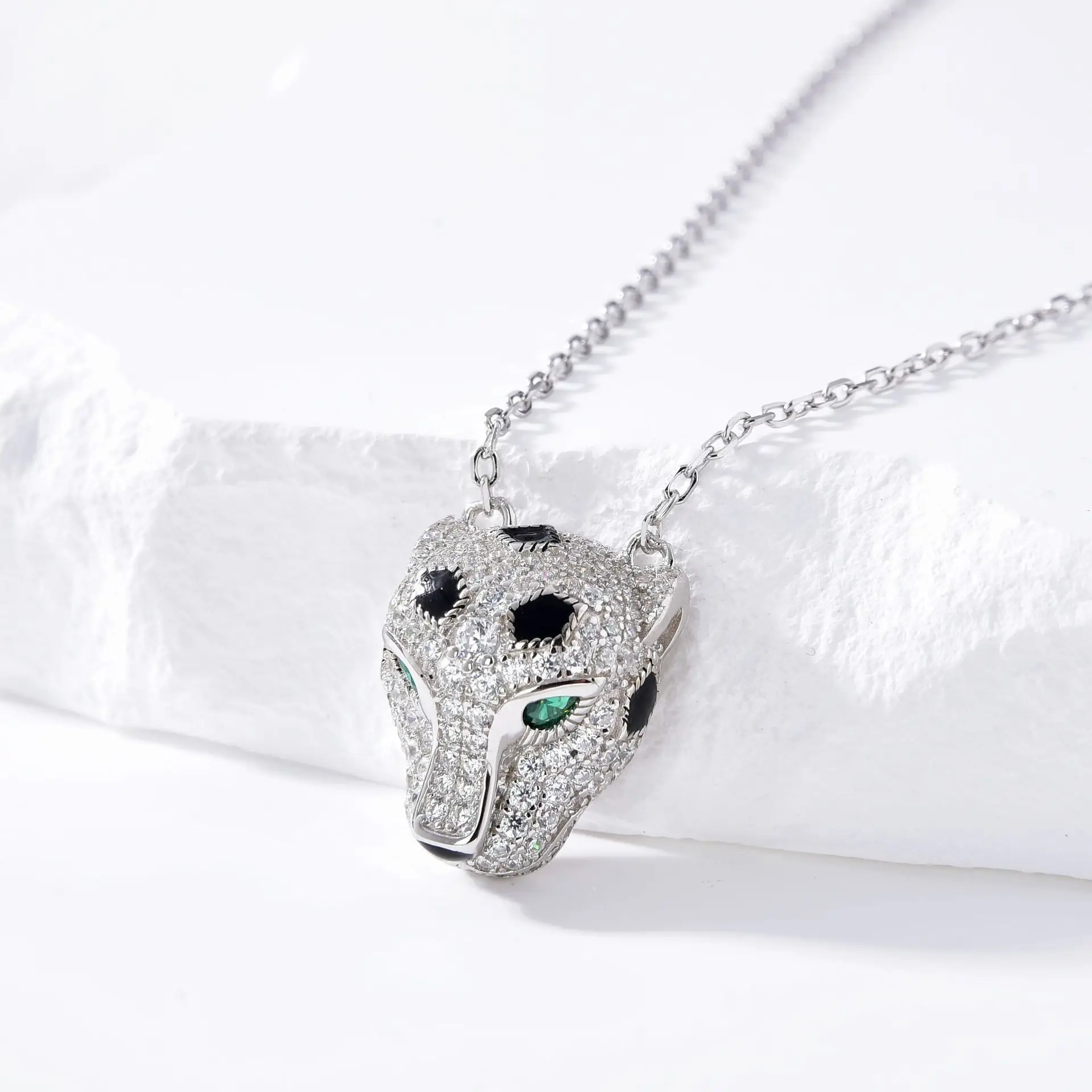 S925 Sterling Silver Panther Head Necklace Luxury Jewelry 18k Gold Plated French Fashion Unique Holiday Gift