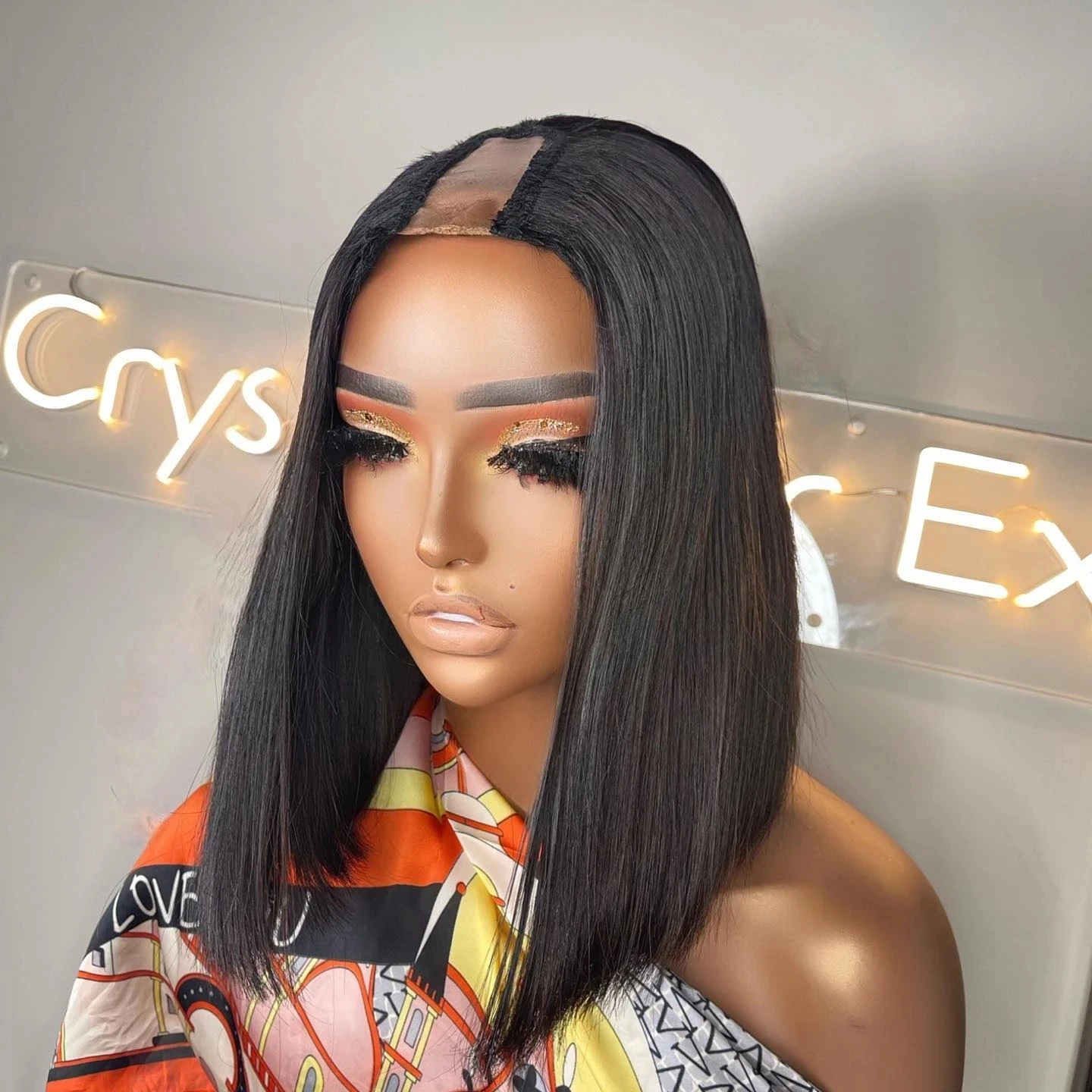 

U Part Wig Human Hair Short Bob Brazilian Straight Human Hair Wigs For Black Women Glueless Upart 250 Density Remy Hair V Shape