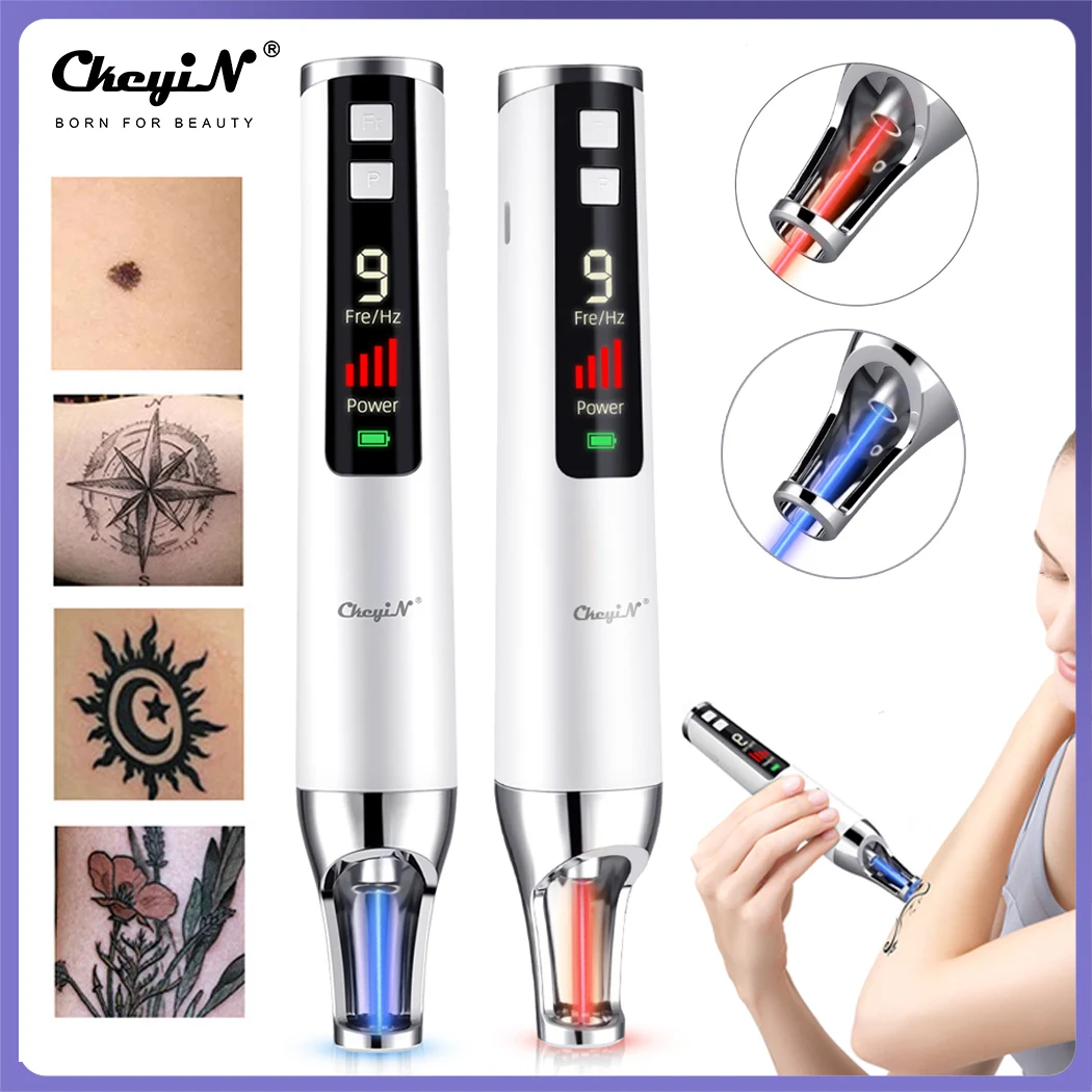 

CkeyiN Picosecond Laser Pen Red Blue Light Tattoo Freckle Scar Mole Wart Dark Spot Skin Pigment Removal Portable Beauty Device