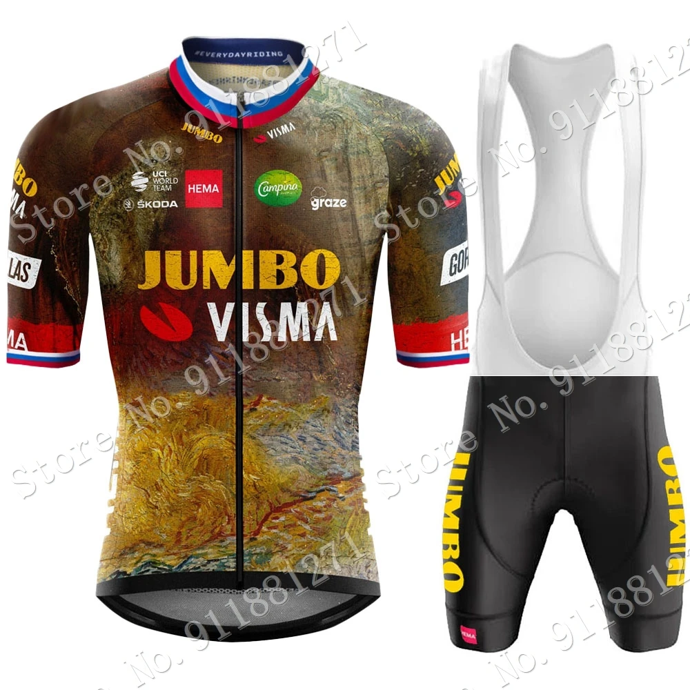 2022 Jumbo Visma France Team Cycling Clothing Jersey Set Short Sleeve Road Bike Shirts Bicycle Bib Shorts MTB Road Ropa
