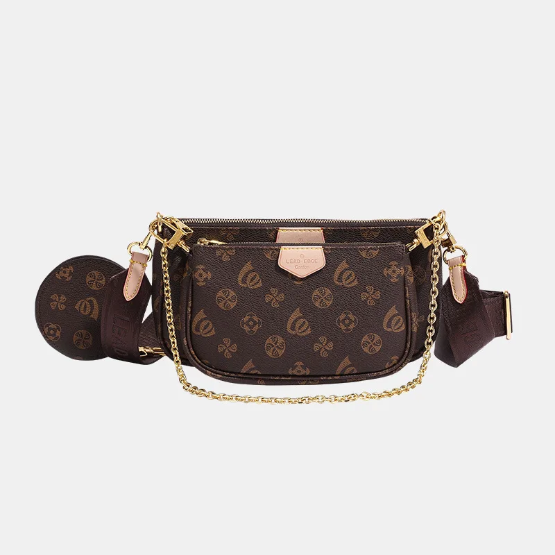 

New Casual Men and Women 3 in 1 Messenger Bag Fashion brand Luxury Plaid Shoulder Bag High Quality PVC Leather Bag