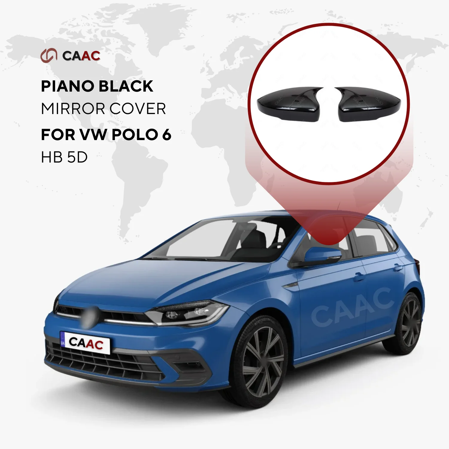 

For VW Polo HB 5D 2021-2022 Piano Black Side Mirror Cover 2 Pieces Bat Hardware Car Spare Parts Accessories Modified Stinging Equipment
