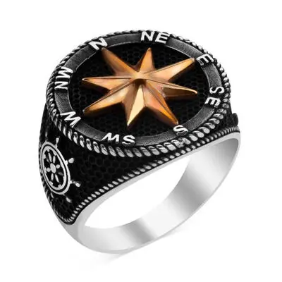 

Compass Design Rudder Motif Sterling Silver 925 Ring